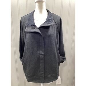 SHAPE Womens Charcoal Grey Athleisure Zip Up Jacket Top Size 2X
